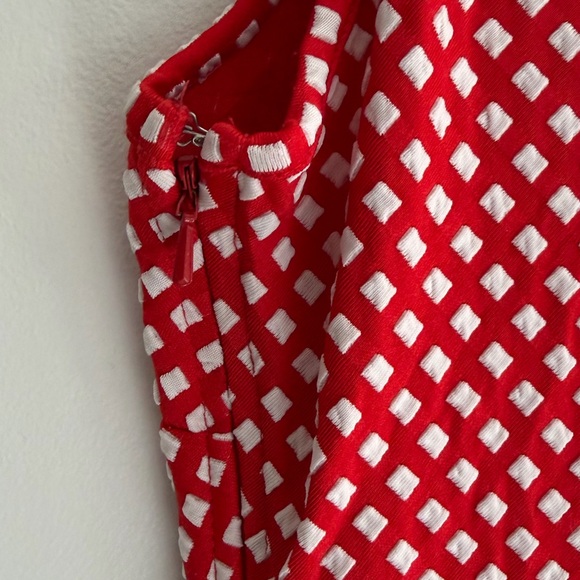 eShakti Red White Diamond Print Sleeveless Midi Dress, Stretch Knit, Women's 3X - Picture 6 of 8